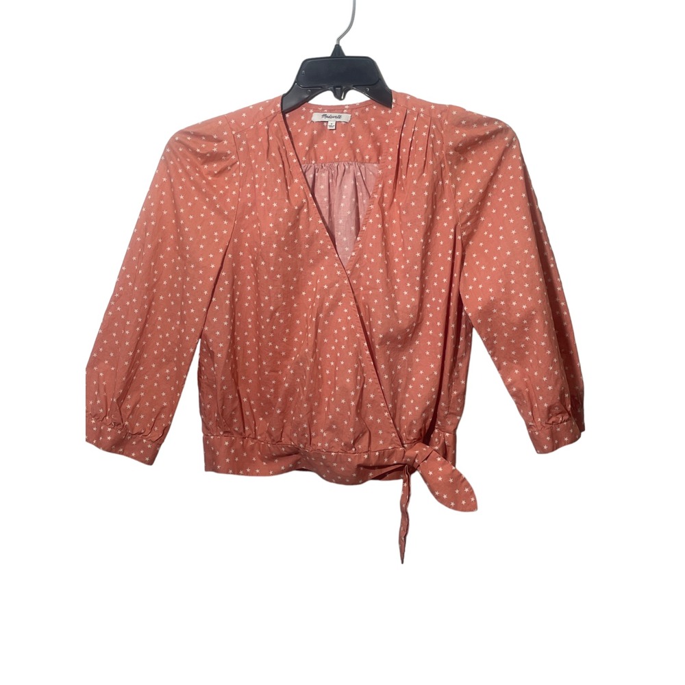 Madewell Small Orange White‎ 100% Cotton Ladies Cute Top